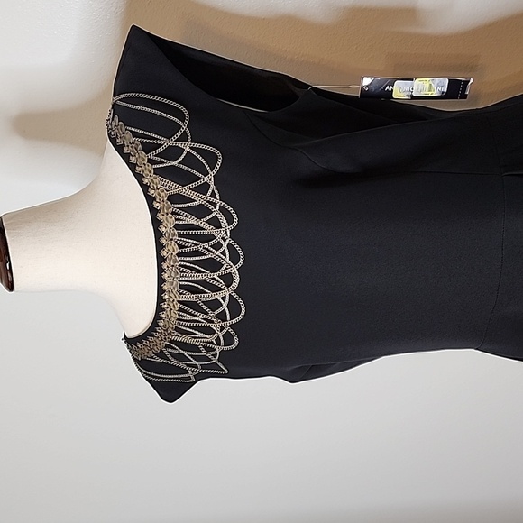 NEW Antonio Melani Black Crepe Dress Goth Elegant Glam  Celeb Style Designer - Picture 3 of 12